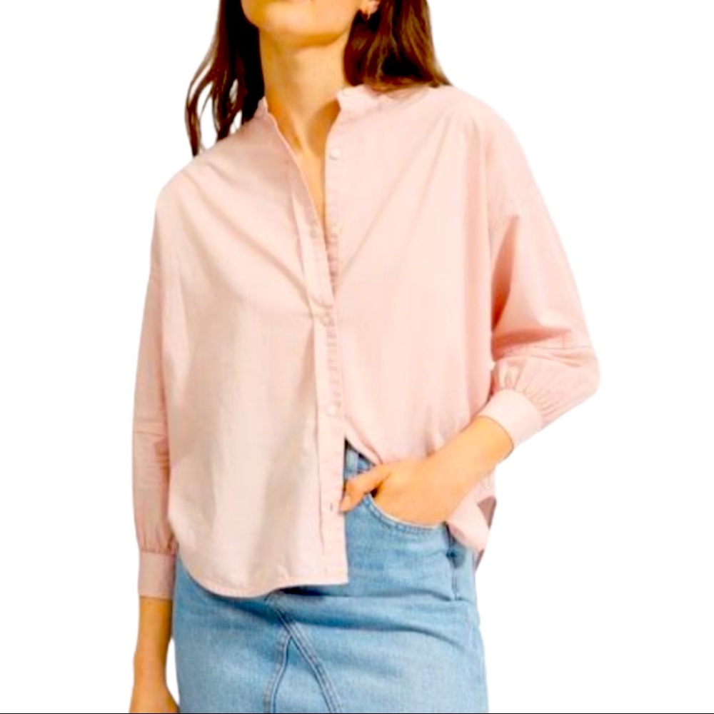 Everlane The Air Rose Collarless Shirt 0